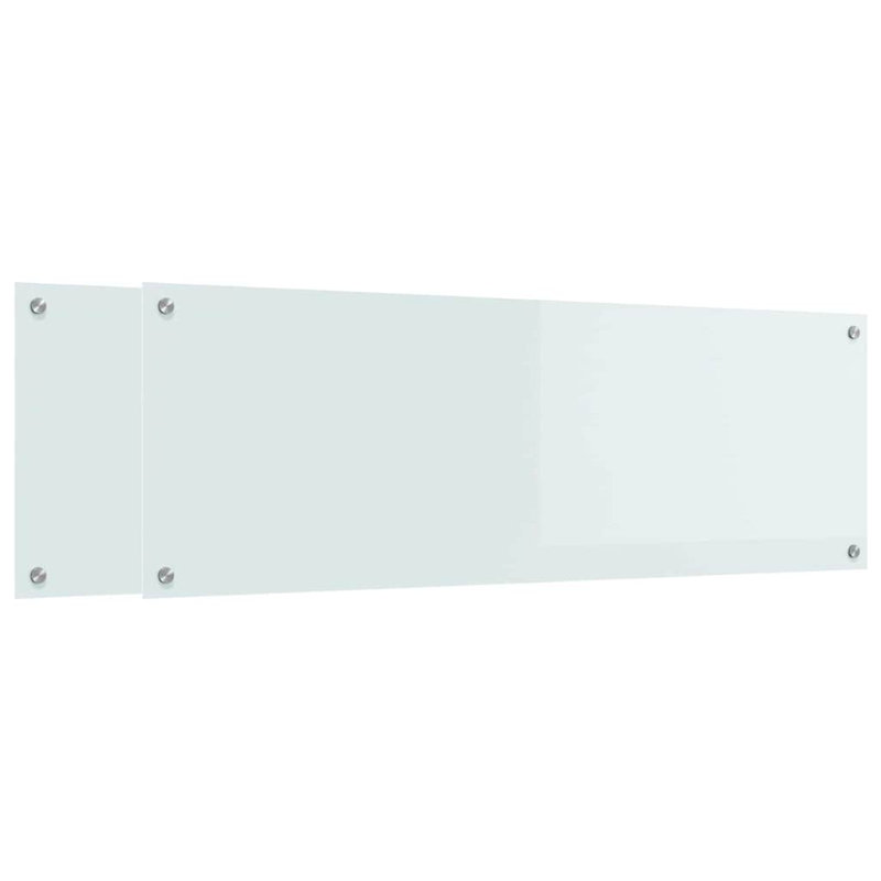 Vidaxl Kitchen Backsplash 2 Pcs Tempered Glass, 100cm H x 60cm W, White