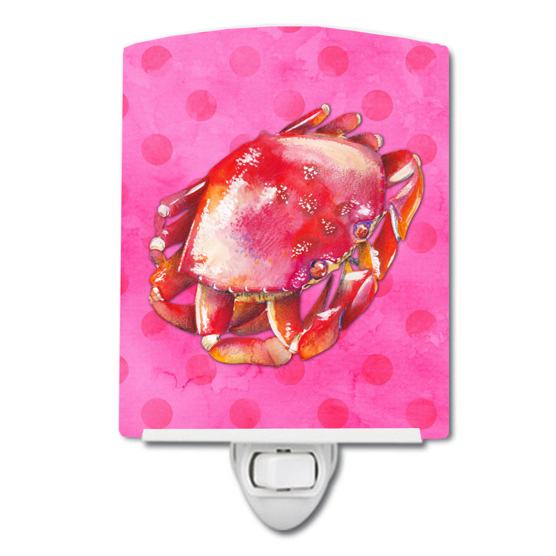 Éclairage de nuit en céramique crab pois points, Rose