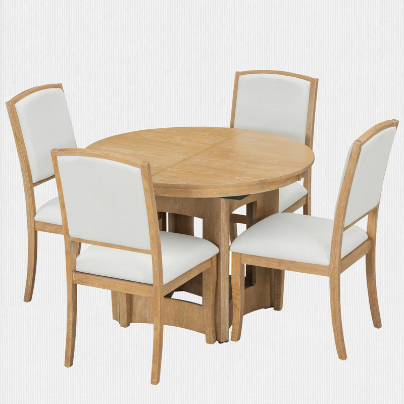 Lark Manor 5 - Piece Modern Extendable Round Dining Table Set - Wayfair ...
