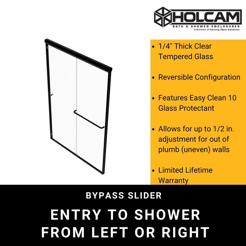 Distinctive 48 in. W x 70.5 in. H Sliding Bypass Semi-Frameless Shower Door in Chrome w/ 1/4 in. Thick Clear Glass, Chrome