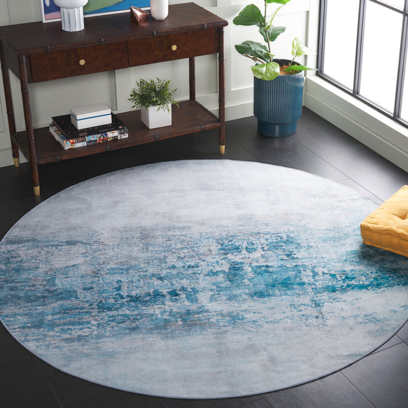 Bennita 833 Area Rug In Gray/ Blue, Round 6'