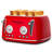 4 Slice Retro Style Toaster, Dual Control, 6 Browning Settings, Bagel/defrost Functions, Removable Crumb Tray, Stainless Steel Housing 1650w, Red
