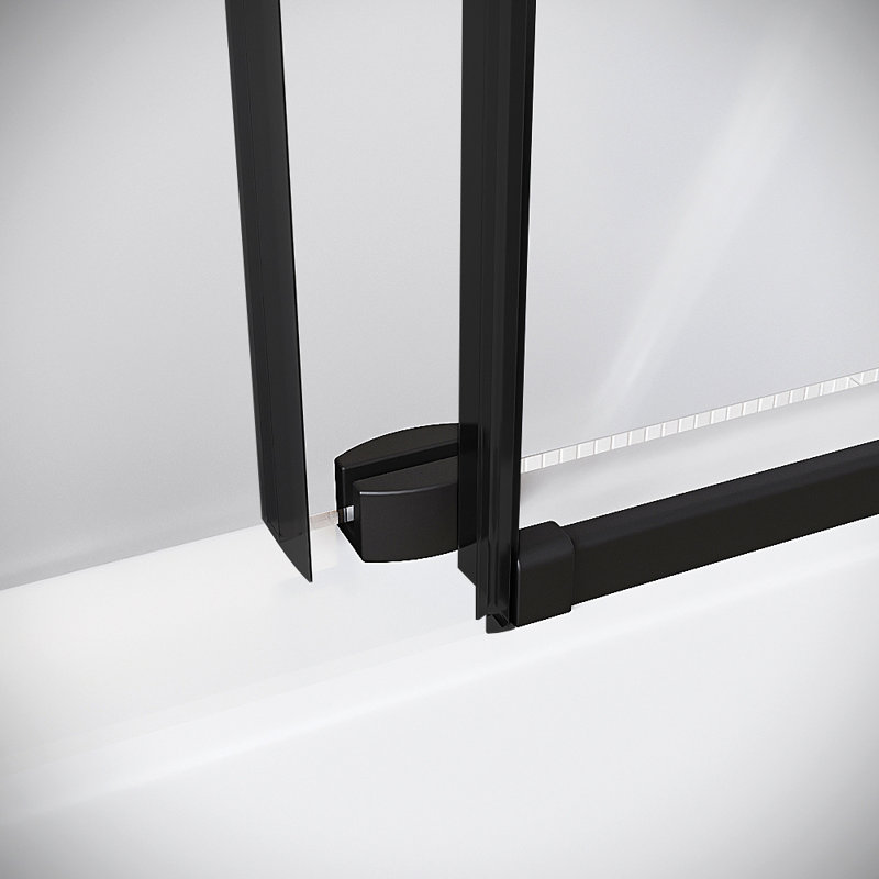 Loppio 60'' x 60'' Semi-Frameless Sliding Bathtub Door with CrystalTech Treated 5/16'' Tempered, Clear Glass, Matte Black Hardware