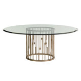 Shadow Play Rendezvous Metal Dining Table with Glass Top