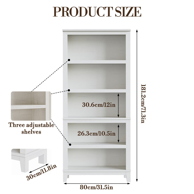 181.2cm H x 80cm W Standard Bookcase