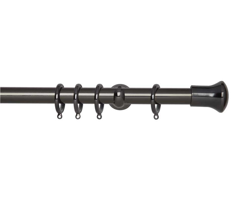 Single Curtain Pole, Black Nickel, 360cm W