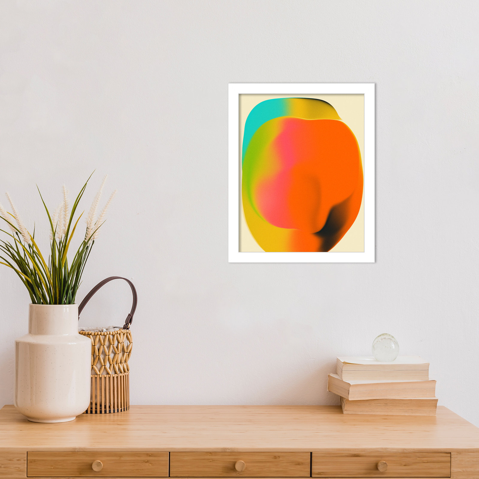 Smudge 2 by Jazzberry Blue, White Framed, 13" H x 11" W