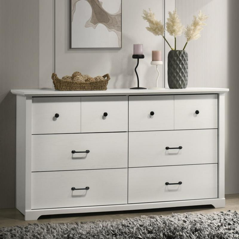 Commode 6 tiroirs, Blanc