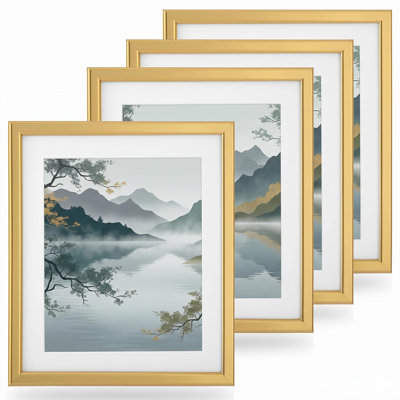Picture Frames Set with Mat, Semi-Tempered Glass, Wall or Tabletop Display
