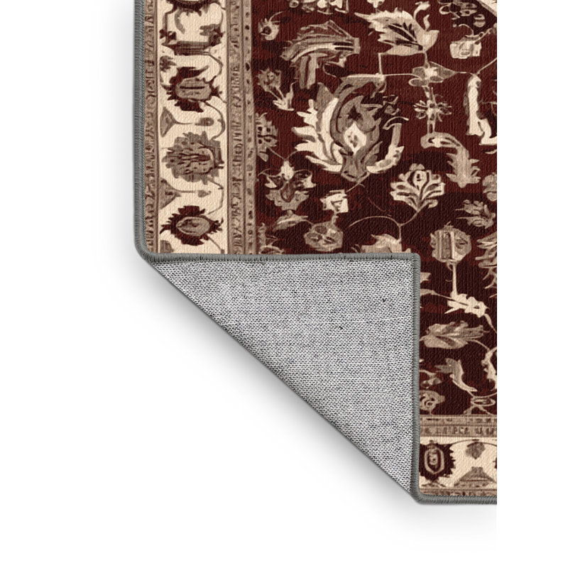 Machine Washable Persian Gray Area Rug, Round 3'