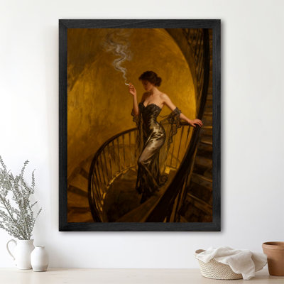 «Black Elegant Vintage Elegant femme smoking Art», impressions encadrées de style rétro