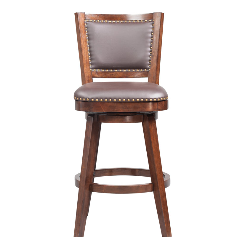 Angelija Swivel Upholstered Counter Stool with Solid Wood Frame, Cappuccino, Bar Stool (30" Seat Height)