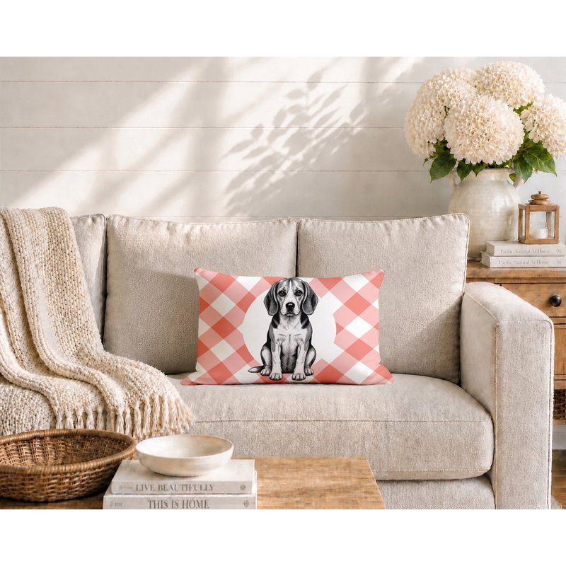 Oreiller réversible intérieur / extérieur Beagle Dog, 20 po x 14 po, Pêche