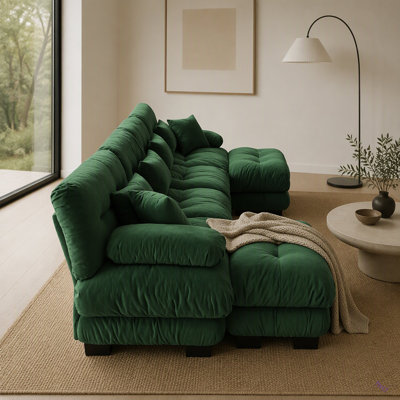 Canapé modulaire à combinaison libre, canapé en forme de U pour le salon, canapé confortable à 4 places avec 2 repose-pieds, chenille