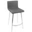 Ensemble de salle à manger 5 pièces à hauteur de comptoir avec tabourets pivotants, table rectangulaire en bois noir, base en métal chromé, sièges en similicuir gris ardoise, style contemporain