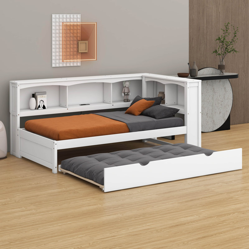 Daybed with Trundle Bed, White