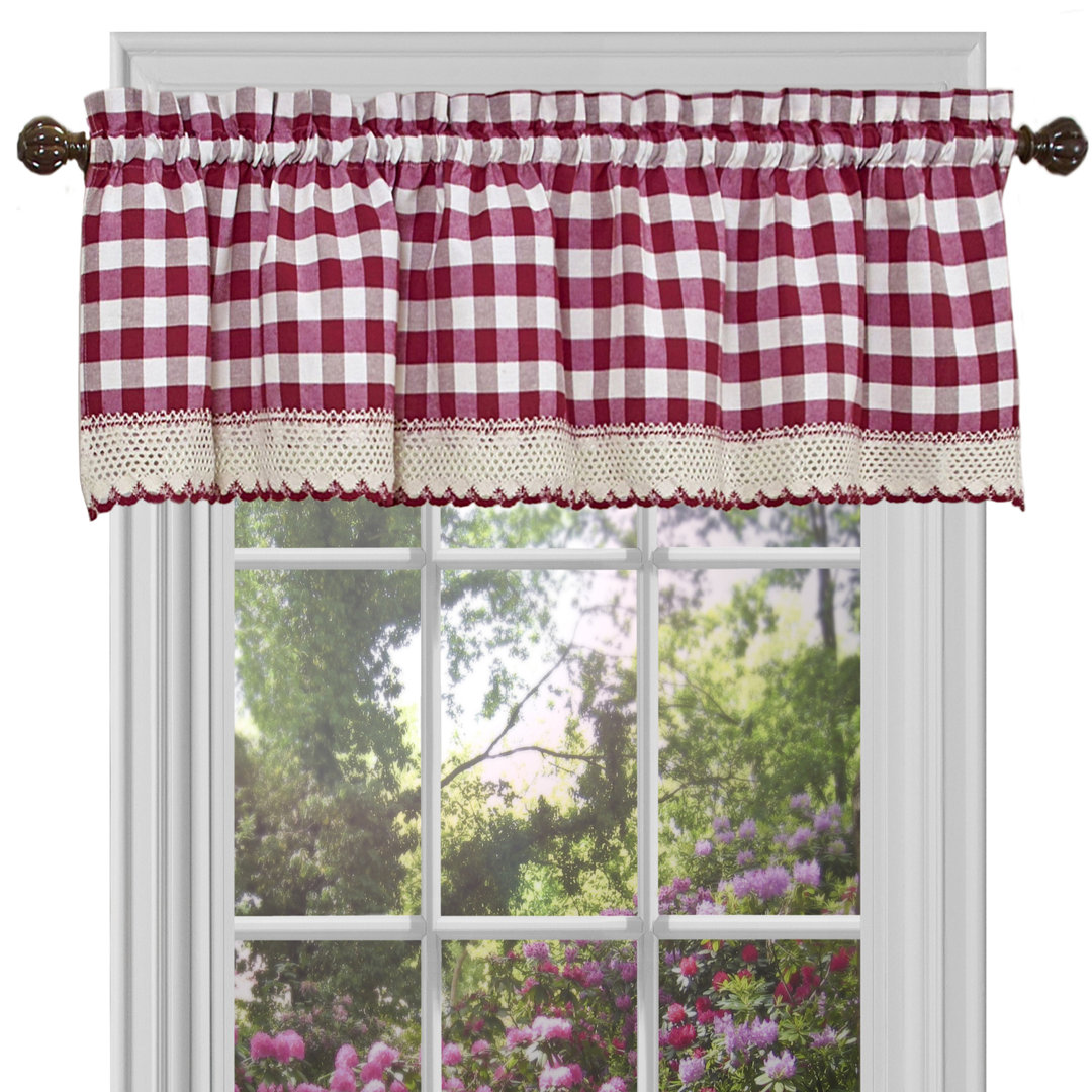 Haylee Cotton Blend Plaid Tailored Window Valance August Grove® Color: Burgundy