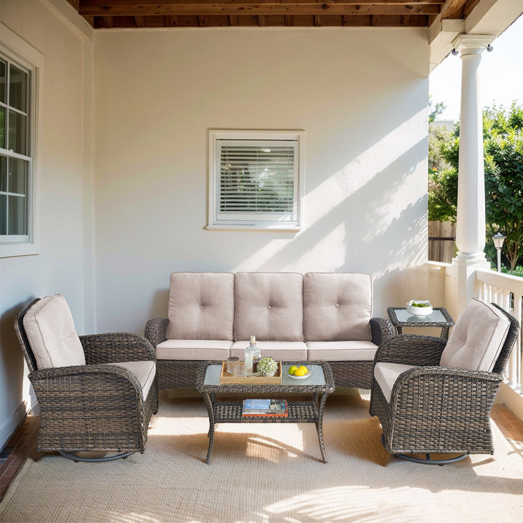 Mallku Wicker 4 - Person Patio Conversation Sets with Cushions