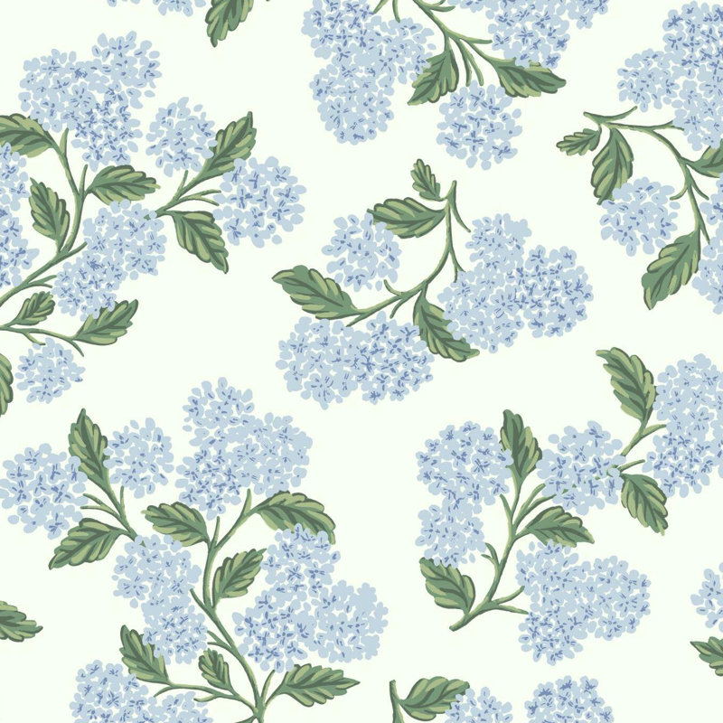 Papier peint 27 'x 27 "Hydrangea, Bleu/blanc