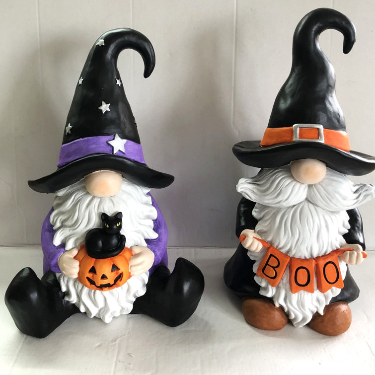 Halloween Gnome Holding Hey Boo Banner