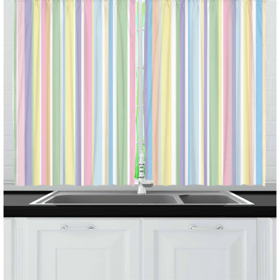 Striped Pointed Kitchen Curtain