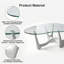 Table basse triangulaire abstraite en verre 43 po avec base sculpturale blanche-1773246258-1773246259