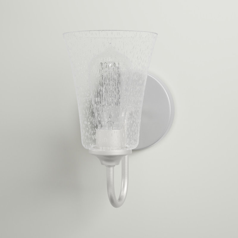 Applique articulée à 1 lumière à intensité variable Raizel, Nickel poli brossé, Martelée transparente