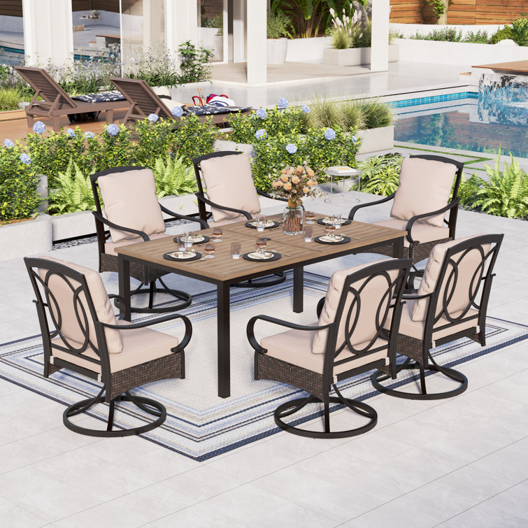 Argyri Rectangular 6 - Person 64" Long Dining Set with Cushions