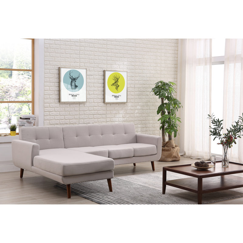 Barnet Upholstered L-Shaped Sectional, Beige/Tan, Left Hand Facing