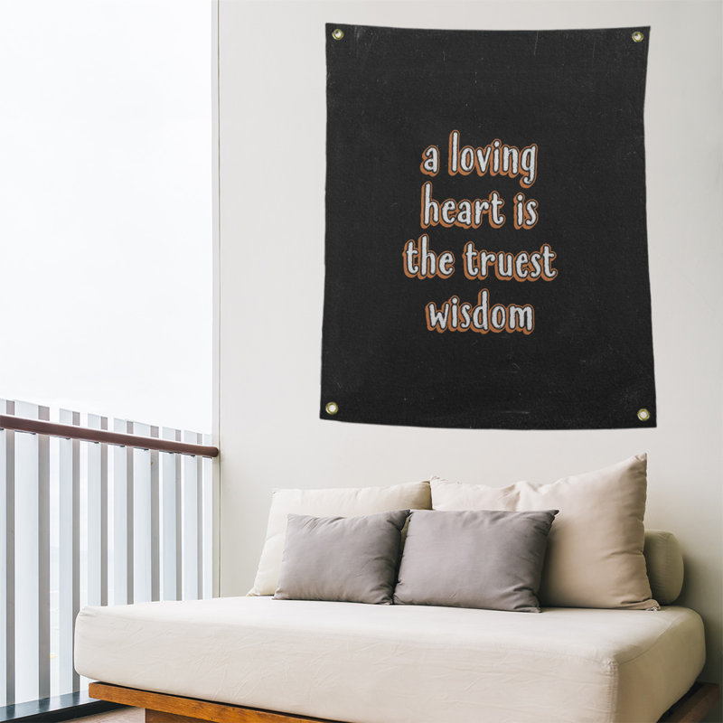 Tapisserie en polyester avec citation en polyester, H 36 po x l 26 po, Orange