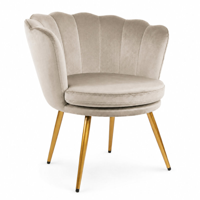 Octavius Velvet Barrel Chair, Beige