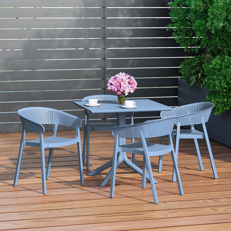 Ensemble repas carré pour 4 personnes, Bleu