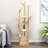 9 Hooks Bamboo Freestanding Coat Rack - Rotary Tree Stand With 3 Storage Shelves, Easy Assembly For Entryway - Natural Wood Color