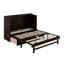 Grand lit escamotable, armoire-lit en pin avec décoration en rotin et tiroir de rangement-1028532827