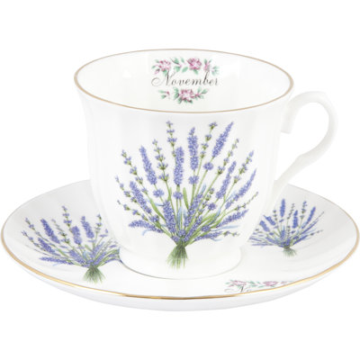 Flowers Of The Month Bone China Teacup and Saucer