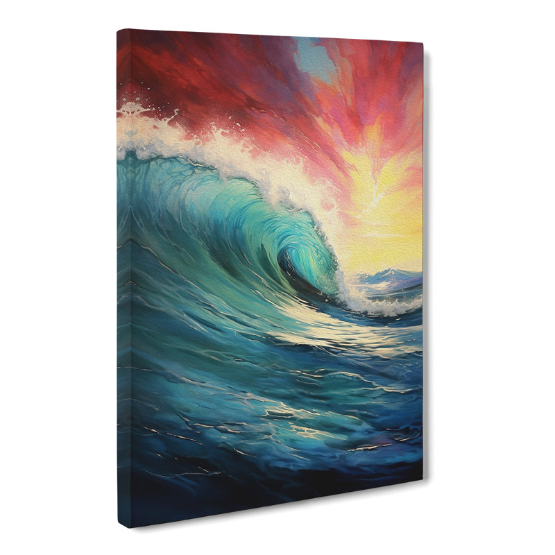 Ocean Action Painting Art - Wrapped Canvas