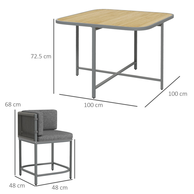 Randi 4 - Person Patio Dining Set with Square Table , Cushions Included