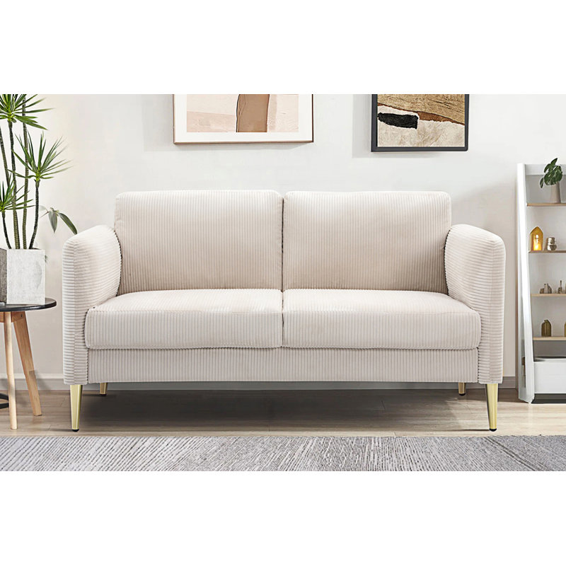 Causeuse moderne, coussins rembourrés moelleux, Beige