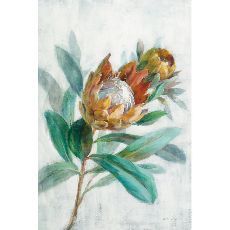 Tropical Protea Crop by Danhui Nai - Wrapped Canvas Painting, 91cm H x 61cm W