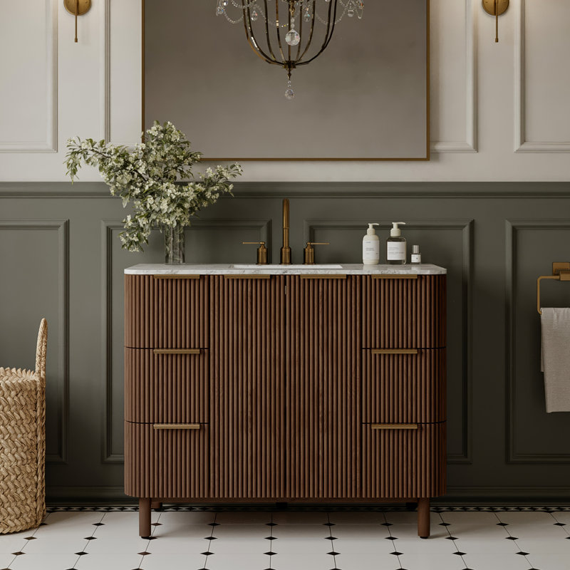 Meuble-lavabo simple 42 po Nova, Bouleau brun