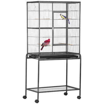 Sydnee 64.25'' Steel Flat Top Floor Bird Cage with Wheels