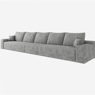 Canapé de 168 po de style nuage, canapé modulaire moderne, canapé à assise profonde, convenant au salon ou à la chambre à coucher, aucun assemblage requis, gris (velours synthétique doux)