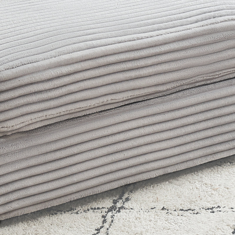 Chaise longue en velours côtelé de 39 po avec porte-gobelet en acier inoxydable et 2 coussins, Gris