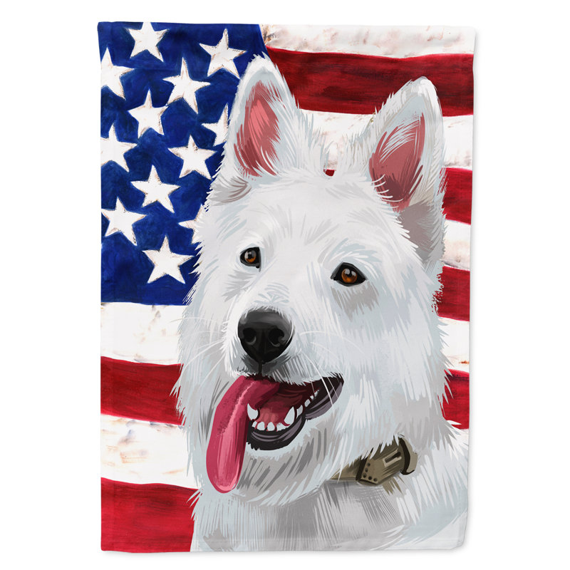 Polyester à 2 côtés 28 x 40 po drapeau maison, Berger blanc suisse