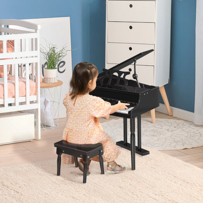 Modern Kids Piano, 30 Keys, Set of 2, Mini Toy for Child, Black