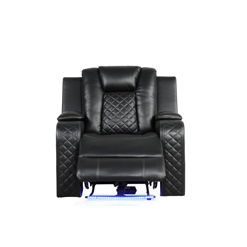 Fauteuil inclinable en similicuir 38 po Senol, Similicuir noir