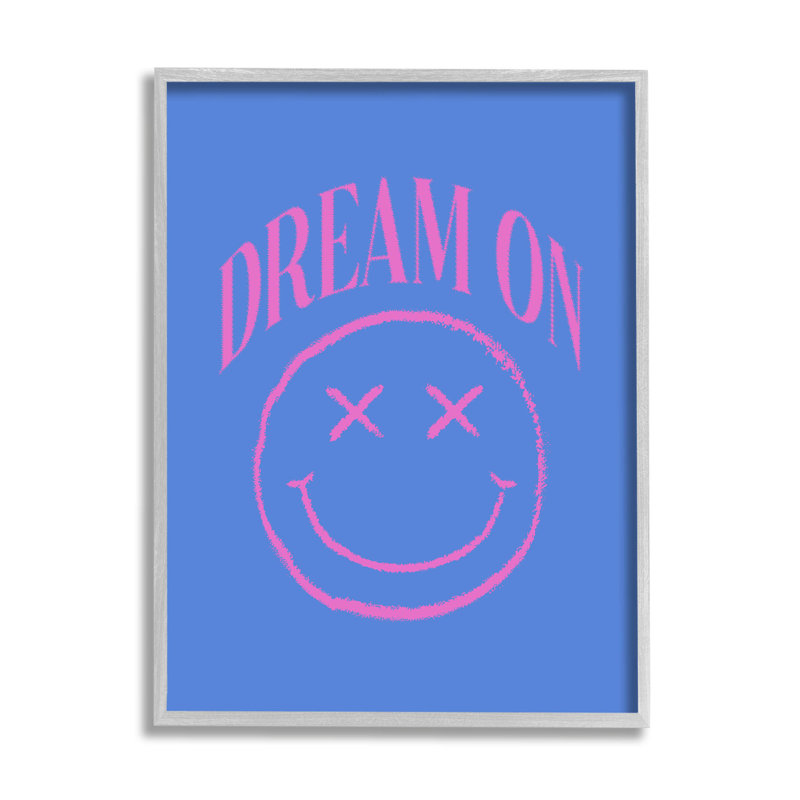 «Dream On Smiley Face» encadré par House of Lulu, H 20 po x l 16 po x P 1,5 po, Estampe numérique Farmhouse