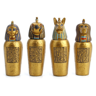 3.54 inches H Multicolor Four Egyptian Canopic Jars (Imsety Qebehsenuf Duamatef Hapy ) made of Resin