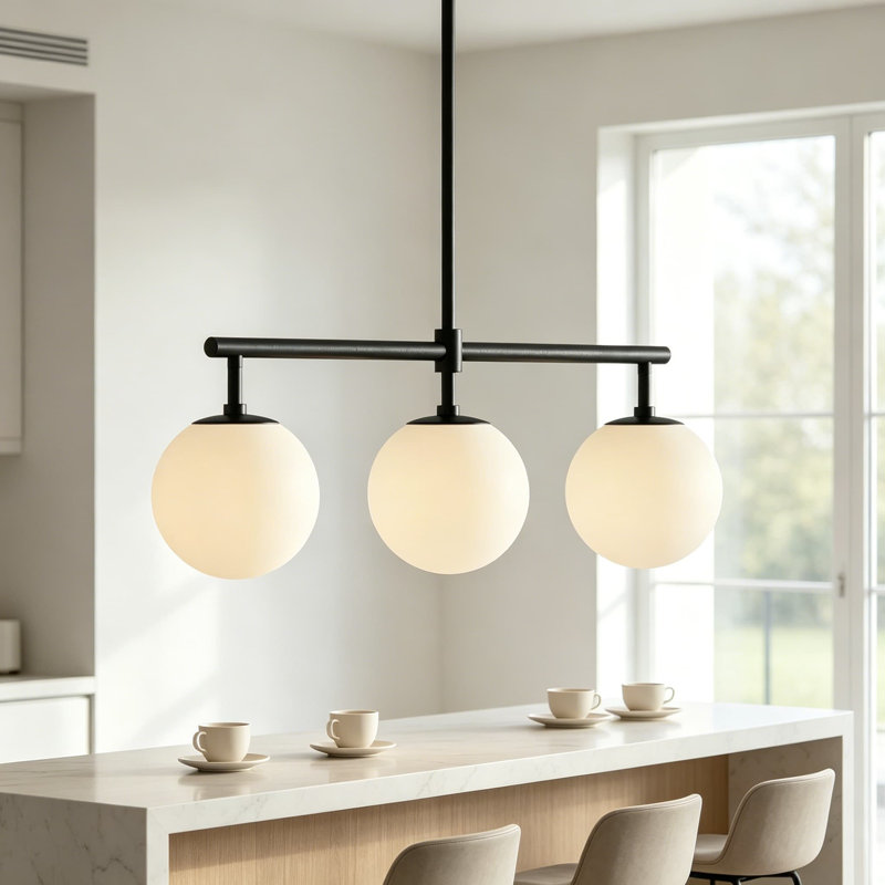 Luminaire d'îlot de verre moderne en verre de style moderne Mid-Century pour îlot de cuisine avec vestibule dans le vestibule de la chambre à coucher, base E12 à hauteur réglable