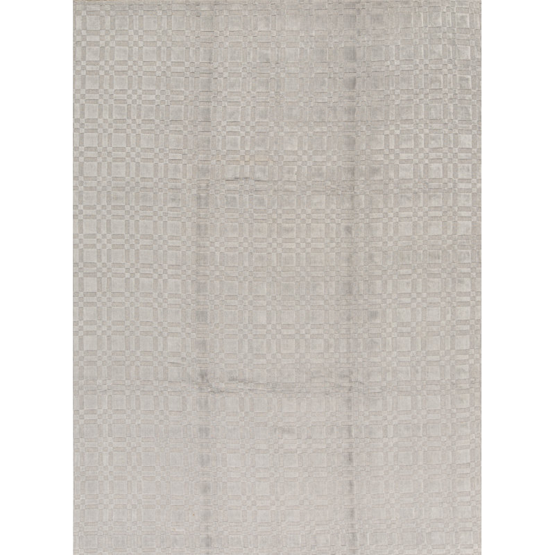 Tapis gris de haute qualité noué à la main